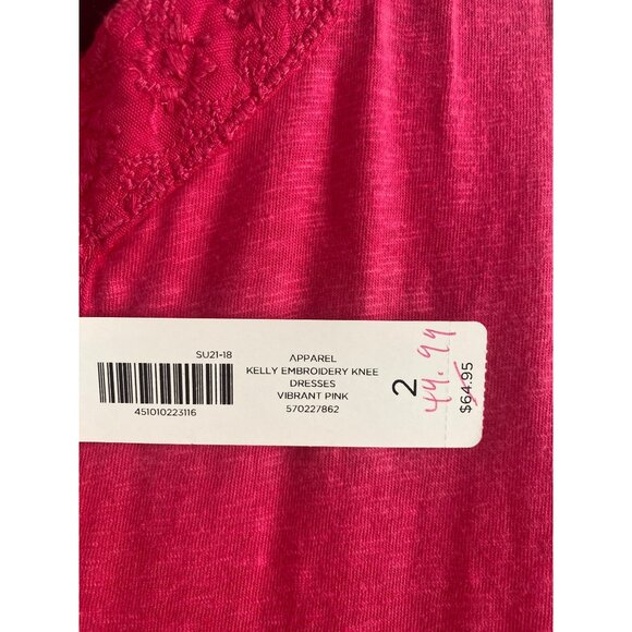 Chico's Vibrant Pink Kelly Embroidery Knee-Length Sleeveless Dress Size 2 (L) - Picture 4 of 7